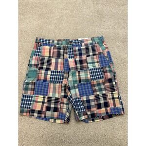 New Men's Club Room Patchwork Plaid Shorts Preppy Size 34W 8L